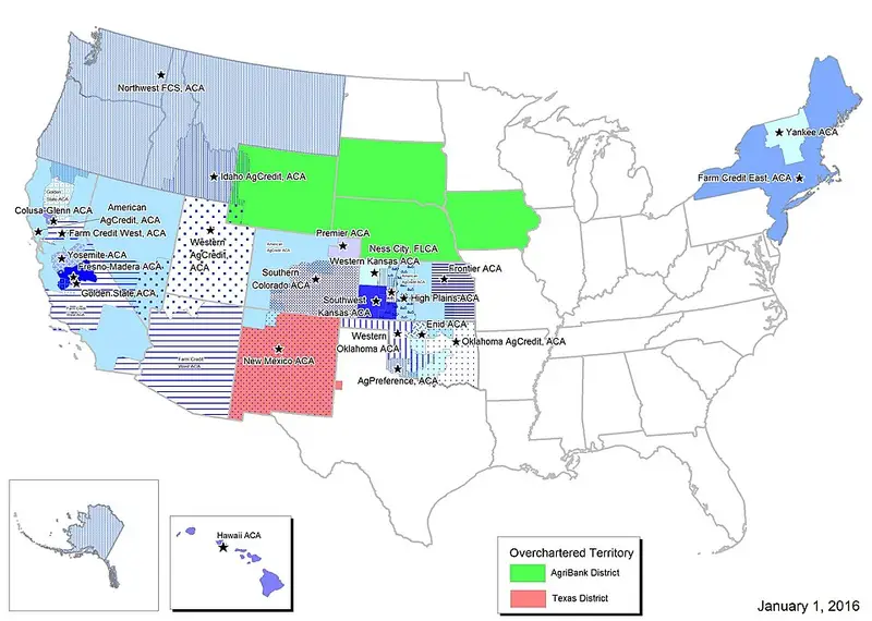 CoBank territory as of 2016-01-01