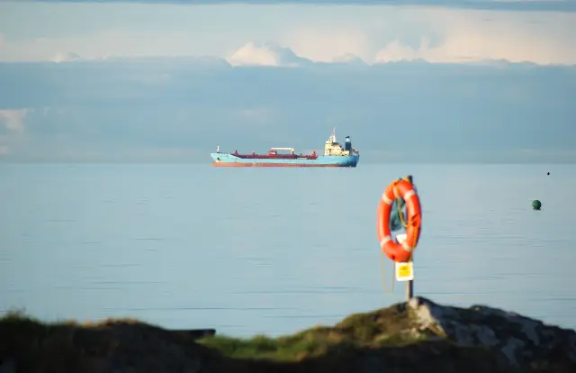 Lifebuoy and ship, Bangor - geograph.org.uk - 1839829