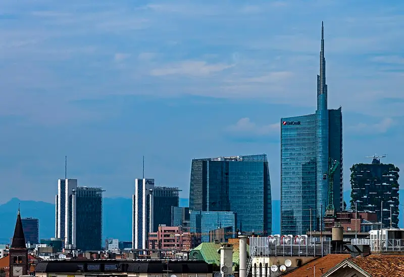 Milan skyline with Unicredit Tower and Bosco Verticale